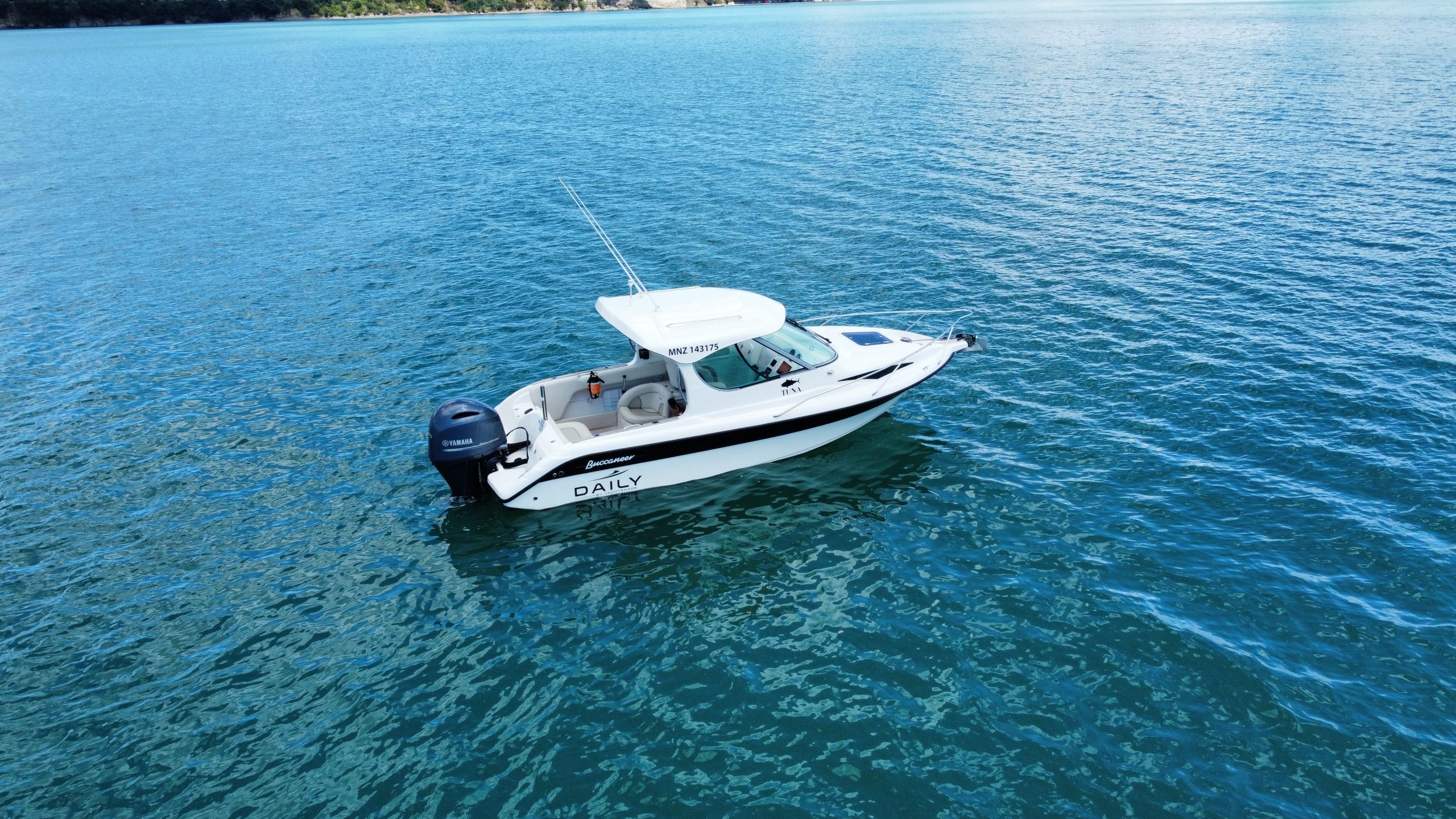 Daily Boats Buccaneer 635 HT at anchor from above